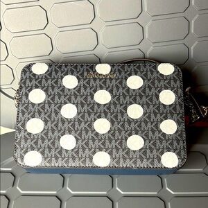 Michael Michael Kors Blue and White Polka Dot Crossbody Bag NWT